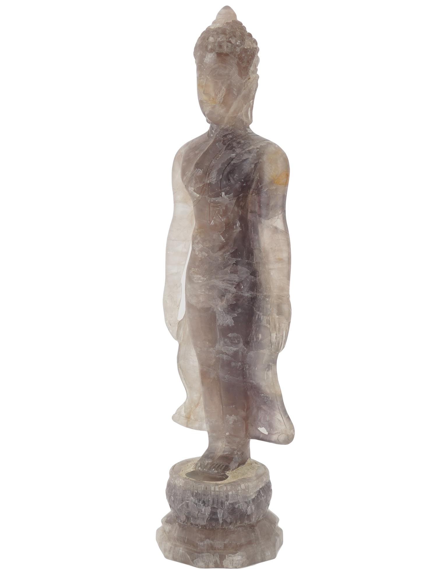 CHINESE HAND CARVED QUARTZ STONE BUDDHA FIGURINE PIC-2